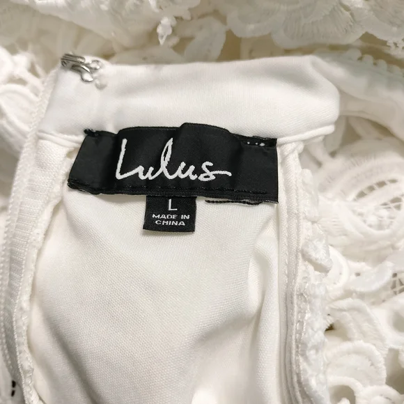 Lulu's White Floral Lace Mini Dress Size Large - Picture 5 of 7